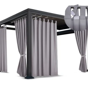Waterdicht Tuingordijn met Afneembare Lussen - Lichtgrijs (190cm hoog)