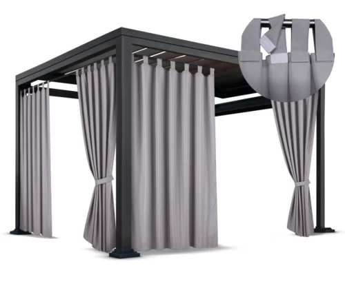 ZMOK-05 Waterdicht Tuingordijn met Afneembare Lussen - Lichtgrijs (190cm hoog)