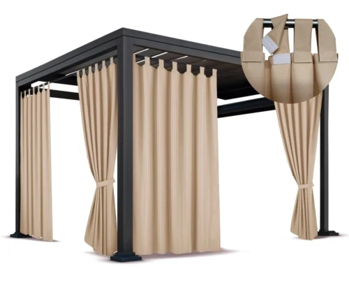 ZMOK-07 Waterdicht Tuingordijn met Afneembare Lussen - Tan (190cm hoog)
