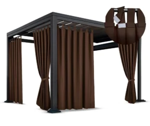 Waterdicht Tuingordijn met Afneembare Lussen - Bruin (190cm hoog)