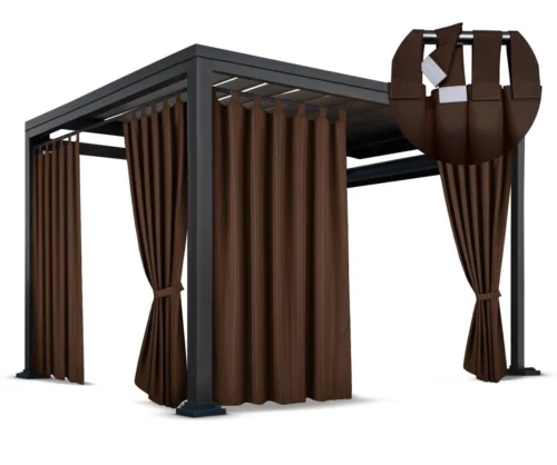ZMOK-09 Waterdicht Tuingordijn met Afneembare Lussen - Bruin (190cm hoog)