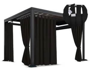 Waterdicht Tuingordijn met Afneembare Lussen - Zwart (190cm hoog)
