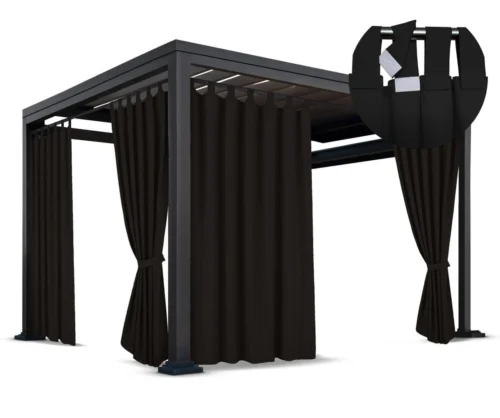 ZMOK-11 Waterdicht Tuingordijn met Afneembare Lussen - Zwart (190cm hoog)
