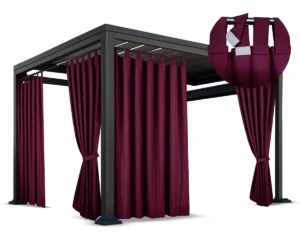Waterdicht Tuingordijn met Afneembare Lussen - Bordeaux (190cm hoog)