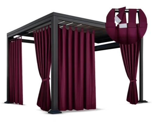 ZMOK-12 Waterdicht Tuingordijn met Afneembare Lussen - Bordeaux (190cm hoog)
