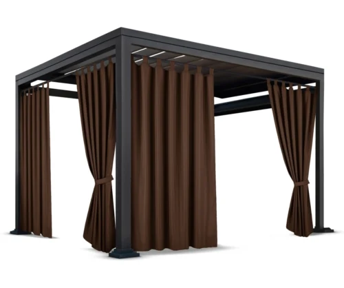 ZMOS-09. Waterdicht Tuingordijn met Lussen – Bruin (190cm hoog)