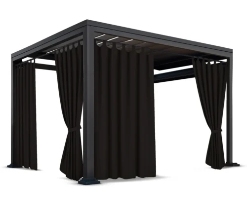 ZMOS-11. Waterdicht Tuingordijn met Lussen – Zwart (190cm hoog)