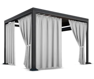 Waterdicht Tuingordijn met Plooien - Lichtgrijs (200cm hoog)