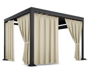 Waterdicht Tuingordijn met Plooien - Beige (200cm hoog)