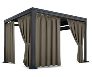 Waterdicht Tuingordijn met Plooien - Khaki (200cm hoog)