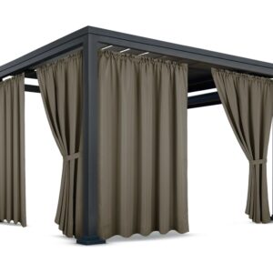 Waterdicht Tuingordijn met Plooien - Khaki (200cm hoog)