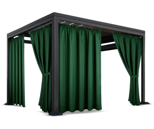 ZMOT-08. Waterdicht Tuingordijn met Plooien - Donkergroen (200cm hoog)