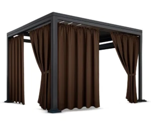 Waterdicht Tuingordijn met Plooien - Bruin (200cm hoog)