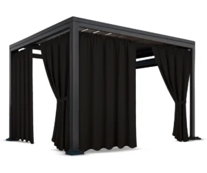 Waterdicht Tuingordijn met Plooien - Zwart (200cm hoog)