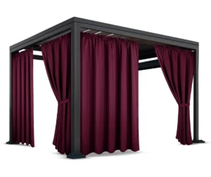 Waterdicht Tuingordijn met Plooien - Bordeaux (200cm hoog)