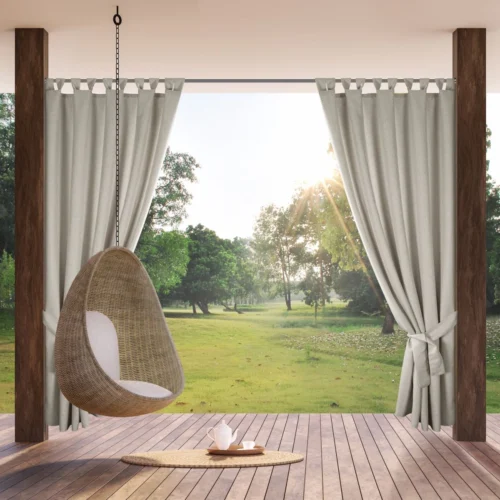 ZOGW-02 Waterdicht Buitengordijn Linnenlook - Beige (260cm hoog)