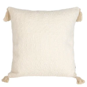 Bouclé kussensloop met decoratieve kwastjes J02A-01