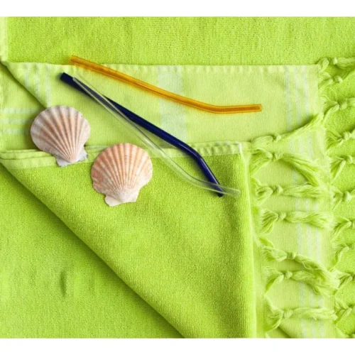 810px_RFW-03a Gestreepte Strandhanddoek - Limoen